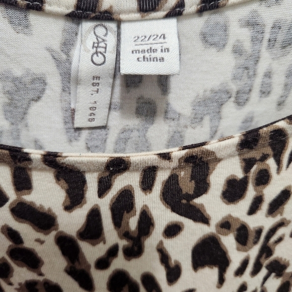 Cato Women's Plus 22/24 Animal Print Leopard Soft Pullover Top Criss Cross Back - Picture 5 of 7